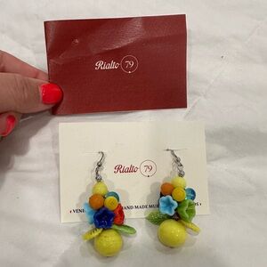 Murano glass earrings from Venice, Italy. Brand new never worn. Citrus design.